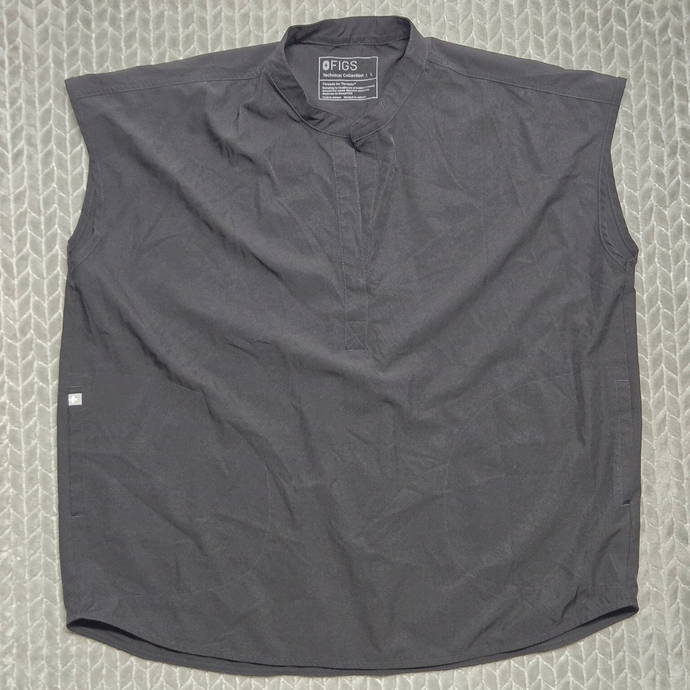 FIGS Technical Collection Rafaela Oversized Black Sleeveless Scrub Top Large